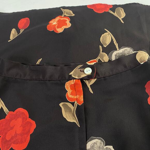 Vintage 90s Espresso Brown Cottage Floral A Line Midi Skirt Sz Small - Picture 8 of 8